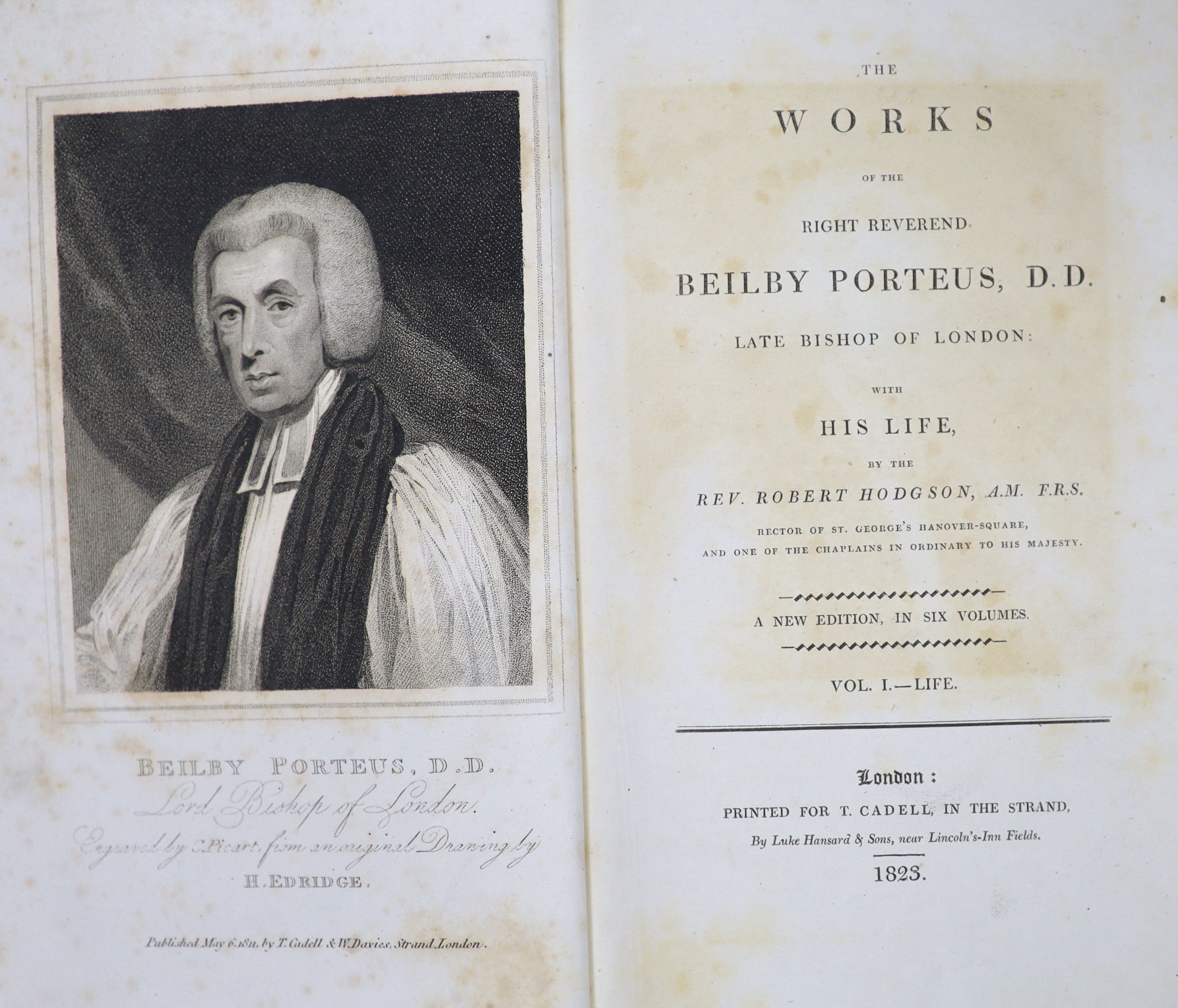 Porteous, Beilby - The Works, 6 vols, with engraved portrait, calf, T. Cadell, London, 1823